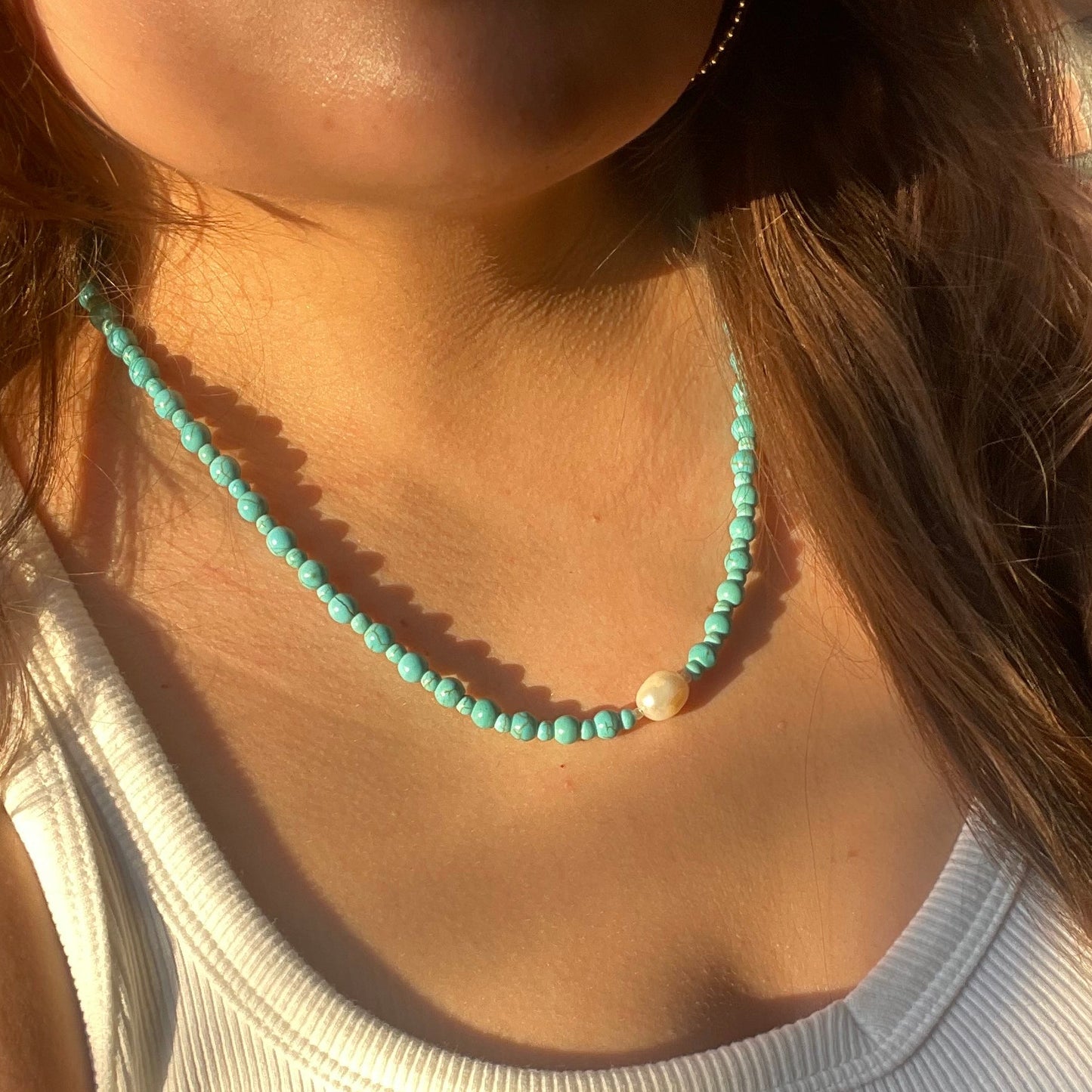 Collar de Turquesa y Perla de Mallorca
